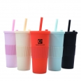 24oz Clear Double-Walled Tumbler Boba Cup with Straw and Sleeve