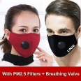 Reusable Washable Cloth Face Mask With Air Valve + PM2.5 Carbon Filter For Unisex