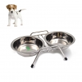 Stainless Steel Elevated Pet Bowls with Non-Slip Iron Stand for Dogs and Cats