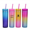Rainbow Skinny Tumbler With Lids and Straw