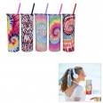 Tie Dye Skinny Tumbler with Lid and Straw