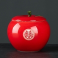 8OZ Apple Shape Ceramic Jar Candle Jar Tea Caddy Piggy Jar Canister Jar