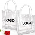 Reusable Transparent PVC Plastic Gift Wrap Tote Bag for Shopping