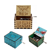 Wooden Music Box Hand Crank Wood Crafts