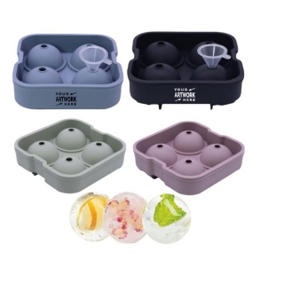 4 Holes Ice Cubes Silicone Golf Ice Balls Ice Maker Molds for Whiskey Cocktails Beer