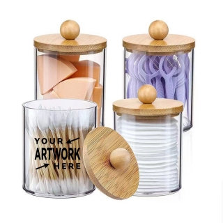 Clear Plastic Apothecary Jar with Bamboo Lid