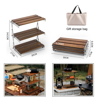 3-Tier Wood Camping Folding Storage Rack