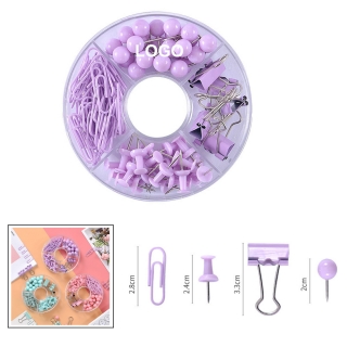 Macaron Paper Clips Long Tail Clips Thumbtack Push Pin Pack for Office(84pcs)